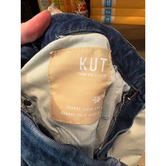 Kut From The Kloth Meg Fab Ab High Waist Raw Hem Ankle Wide Leg Jeans Size 10 - Picture 7 of 7